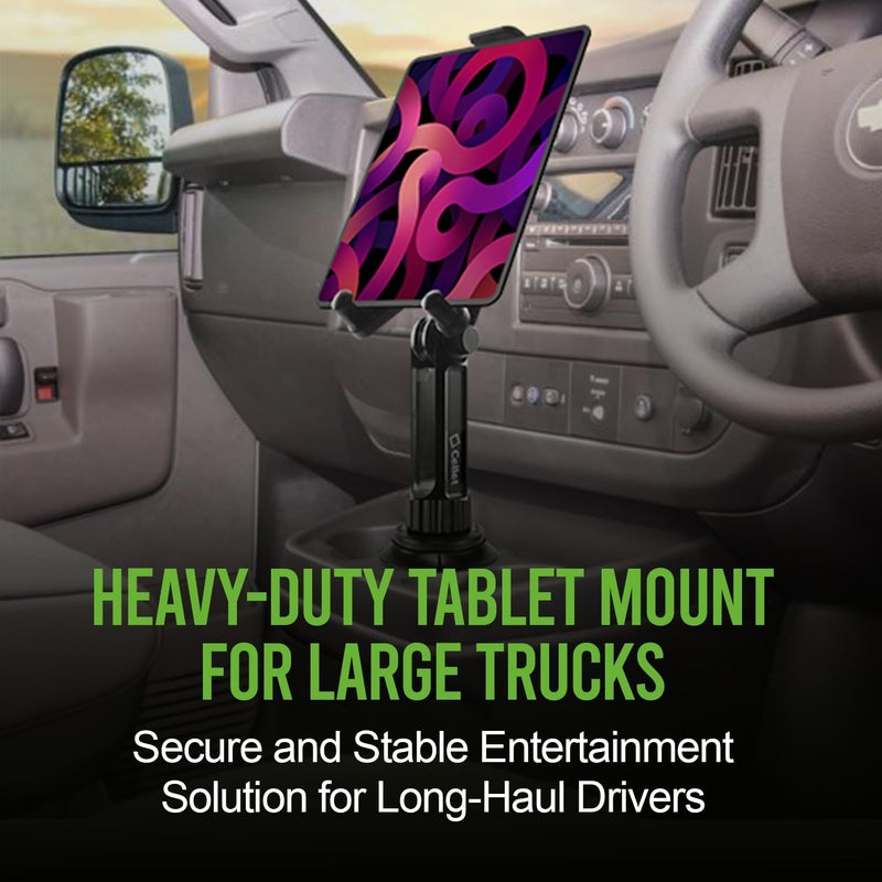 cellet Cup Holder Tablet Mount, Car Cradle Holder Compatible for All iPad, Pro, Air, Mini Samsung Galaxy Tablet, Amazon Fire Microsoft Surface - Image 2